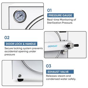 Autoclave de Mesa de 18L, Clase N, Control Digital, Esterilizador a Vapor de Alta Presión para Laboratorio Dental, Tatuajes y Belleza - Product Image 4