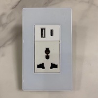 Prise Standard TEPY-CUSB pour l'Exportation, Marque Chinoise, Prise Double USB avec Panneau en Verre pour Royaume-Uni, États-Unis, Australie, Afrique du Sud