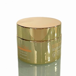Luxury High End Beautiful Gold Electroplated 50g Cosmetic <b>Empty</b> Glass <b>Jar</b> Container for Face Cream With Aluminum Lid - Product Image 2