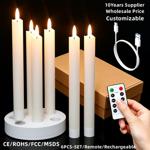 Bougies <span class=keywords><strong>LED</strong></span> coniques rechargeables à flamme vacillante 3D avec télécommande, station de charge, certifiées CE/RoHS, en cire véritable pour les détaillants (vente en gros) - Product Image 1