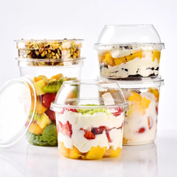 Contenant en PET Transparent avec Logo Personnalisé 8/12/14/16/24/32oz, Bol Jetable en Plastique pour Salades de Fruits, Açaï et Smoothies avec Couvercle