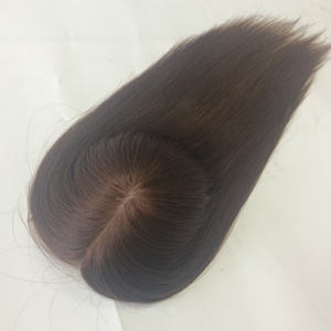 Prêt à expédier : Topper <span class=keywords><strong>capillaire</strong></span> en cheveux humains européens faits à la main, base soyeuse avec clips, trame en PU, plusieurs couleurs, pour femmes ayant des cheveux clairsemés - Product Image 2