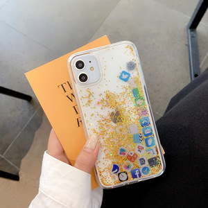 Funda de arena movediza para <span class=keywords><strong>iPhone</strong></span> 11, 12 Pro Max, carcasa rígida líquida para <span class=keywords><strong>iPhone</strong></span> 6, 7, 8 Plus, X, XR, XS, aplicaciones bonitas, icon - Product Image 6