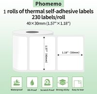 Papier thermique Phomemo pour étiqueteuse M110/M221/M220/M120/M200 pour codes-barres, adresses, envois, logos, entreprises, maison, étiquettes
