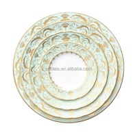 Service de vaisselle céladon en porcelaine fine d'os chargeur d'assiette réutilisable assiette à pain dessert