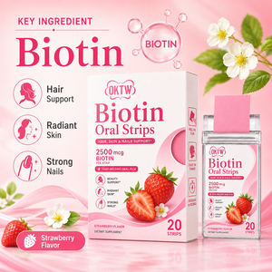 Tiras Orales de Biotina de Marca Privada con Biotina para la Belleza del Cabello, Suplemento OEM de Disolución Rápida - Product Image 1
