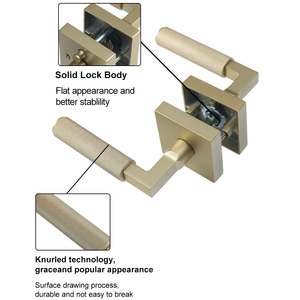 Manijas Cuadradas para Puertas Interiores con Acabado Texturizado, Manija de <span class=keywords><strong>Puerta</strong></span> Negra y Dorada sin Llave para Armarios y Pasillos - Product Image 2