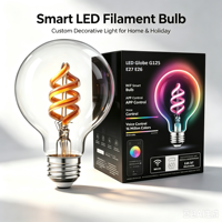 Ampoule décorative LED IP68 RGBW G125 à couleur chaude, anti-scintillement, avec cœur en PC, rétro, à économie d'énergie, petite, alimentée par énergie solaire DC/AC