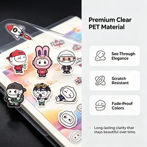 Pegatinas de dibujos animados de PVC con forma irregular, impermeables, duraderas, con impresión digital para decoración de artículos de papelería y fundas de teléfono. - Product Image 3