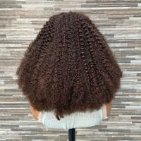 Perruque en cheveux humains premium Afro Kinky Curly avec closure en dentelle 5x5, 20 pouces, boucles serrées, texture naturelle crépue, multicolore