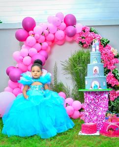 Bleu princesse robes de demoiselle d'honneur <span class=keywords><strong>robe</strong></span> de bal Tulle volants personnalisé <span class=keywords><strong>petite</strong></span> <span class=keywords><strong>robe</strong></span> de baptême d'anniversaire de reconstitution historique de Noël - Product Image 4