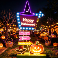 Panneau publicitaire vertical LED sans MOQ, enseigne personnalisée en acrylique, enseignes d'Halloween, enseigne lumineuse 3D pour événements professionnels et fêtes en extérieur