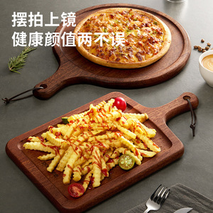 Ebony Wood Cutting Board Tray Round Steak Plate Household Serving Board For Party Dinner Bread Pizza - Product Image 3