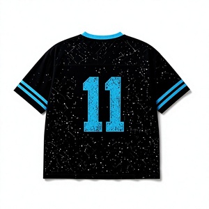 Maillot de sport noir à col en V Zyvion pour homme, manches courtes, coupe classique, numéro 11 imprimé, bordure contrastée, t-shirt en polyester tricoté - Product Image 2