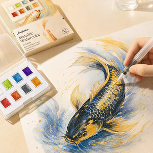Juego de Pinturas de Acuarela Sólidas de 8 Colores, en Formato Mini Portátil, Personalizables al por Mayor (OEM), para Niños y Principiantes - Product Image 1