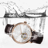 Montre mécanique à cadran squelette sertie de diamants, 41 mm, verre 20 mm, luxe minimaliste, bracelet en cuir pour couple, coffret cadeau