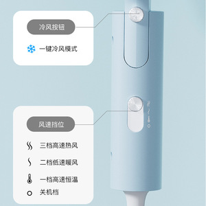 Oulaishi Folding Hair Dryer Dc Motor Blue Grey Compact Heat Protection For Home And Hotel Use - Product Image 1