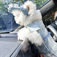 Strass-Stern-Quasten-Jeans-Hundejacke mit ausgefranstem Kragen, D-Ring, modische Weste für kleine bis mittelgroße Welpen, Neujahrs-Winter-Outfit für Hunde