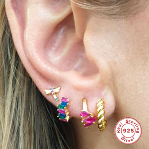 Pendientes Pequeños de Plata de Ley S925 con Circonita, Modernos y Combinables, Tendencia en Joyería 2021 - Product Image 4