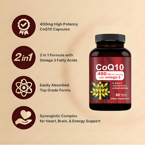 Supplément de CoQ10 avec étiquette OEM pour la santé cardiaque et la production d'énergie Suppléments nutritionnels de CoQ10 améliorés 60 capsules - Product Image 3