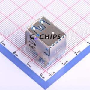 USB-303WSD-BRY USB Connector Bent Lead Through Hole Connector Type-A USB 3.0 Female Right Angle Insert - Product Image 2