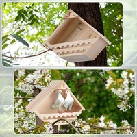 Mangeoire à oiseaux portable en bois massif Habitat suspendu pour colibris Pigeons poulets chiens chats dans le jardin ou la forêt extérieure