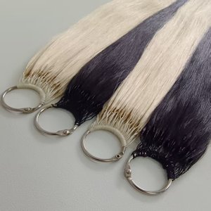 Extensions de cheveux humains à pointes en plumes, crochet, couleur naturelle, sans MOQ, cheveux vierges, double trame, kinky, <span class=keywords><strong>troisième</strong></span> génération - Product Image 1