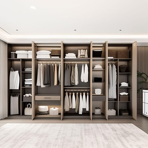 Armadio Moderno a 2 Ante per Camera da Letto, in Legno Grigio Melaminico, con Porte, Spazio Multi-zona, Appendiabiti, Illuminazione Integrata, Arredamento per la Casa - Product Image 2