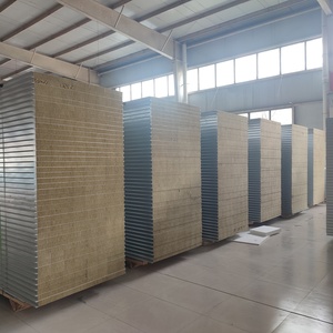 100mm High Quality Fireproof Metal Rock Wool <strong>Sandwich</strong> <strong>Panels</strong> for Warehouse <strong>Roofing</strong> and Wall Insulation in Engineering Projects - Product Image 1