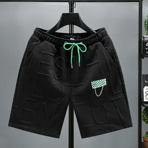 Nouveau Style 100% coton hommes Gym cordon Shorts impression personnalisée Logo tricoté coton sport course Shorts pour hommes
