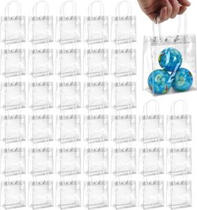 Custom Clear PVC Gift Bags with Handles <b>Plastic</b> Transparent Wrap Bags Bulk Reusable <b>Totes</b> for Wedding Baby Shower Birthday Party - Product Image 6