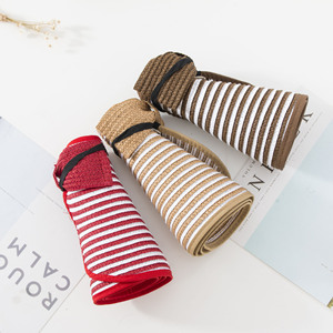 24 màu sắc thoáng khí Bowknot đuôi ngựa bãi biển giấy rơm hat UPF 50 + Mặt trời mùa hè rộng vành có thể gập lại rơm Visor hat phụ nữ - Product Image 6