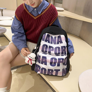 Nana Opor Student <b>Backpack</b> 15 Inches Letter Print Large Capacity <b>School</b> Bag Unisex Outdoor Sports <b>Backpack</b> - Product Image 2