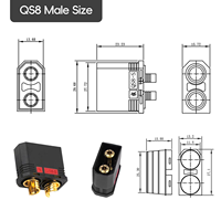 Câble d'alimentation personnalisé QS8 120A avec connecteur anti-étincelle et borne annulaire pour drone, voiture RC, trottinette électrique, batterie au lithium
