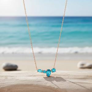 Collar de cuatro piedras de Aguamarina, diseño turco hecho a mano, joyería de plata de ley 925, venta al por mayor - Product Image 2