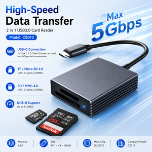 Lecteur de carte UHS-II <span class=keywords><strong>SD</strong></span> 4.0 Type C 312 Mo/s Haute Vitesse Portable 2 en 1 Adaptateur de lecteur de carte mémoire <span class=keywords><strong>Micro</strong></span> <span class=keywords><strong>SD</strong></span> TF avec câble pour PC - Product Image 1