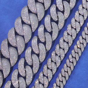 שרשרת הקישור הקובייה של גברים מעוגלת שרשרת חוליות 10 מ "מ-20 מ" מ רוחב-20 מ "מ מרוח מצופה זהב. תכשיטי היפ הופ - Product Image 3