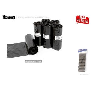 Bolsas para excremento de mascotas Yommy, 6 rollos, 15 unidades cada uno, bolsas desechables coloridas para excremento de perros. - Product Image 2