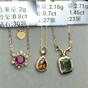 SGARIT เครื่องประดับอัญมณีชั้นดี จี้ทองคำขาว 14k/18k แบบสั่งทำพิเศษ ประดับด้วยทัวร์มาลีนธรรมชาติ สร้อยคอจี้สำหรับผู้หญิง - Product Image 5