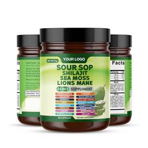 Ekstrak <span class=keywords><strong>Herbal</strong></span> Soursop 24-in-1 OEM kapsul lumut laut <span class=keywords><strong>Shilajit</strong></span> efektif mendukung energi kekebalan tubuh kesehatan jantung untuk dewasa - Product Image 3