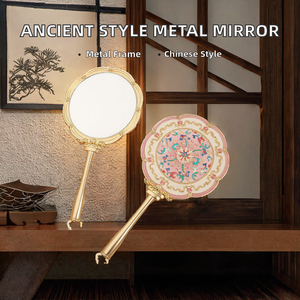 New Chinese Ancient Style Guochao Embossed Personalized Silver <b>Handheld</b> Metal Makeup <b>Mirror</b> Cultural Creative Portable Souvenir - Product Image 2