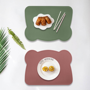 Bear Shape Children's High Chair Kitchen Table <b>Mat</b> Color Square <b>Silicone</b> Baby Product Children's Place <b>Mat</b> - Product Image 1