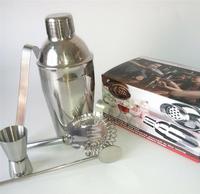 Ensemble de shakers à cocktail en acier inoxydable-Kit de barman de 5 pièces avec passoire à martini et cuillère à mélanger en verre à liqueur