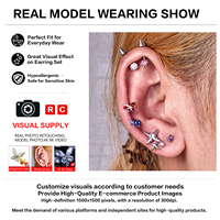 Piercing Labret Hélix Tragus Cartilage Lèvre en Titane G23 ASTM F136 avec Zircon Cubique Violet Marquise, sans filetage, à poussoir, 16G, plaqué or