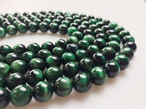 الجملة حار بيع الأخضر خرزات عين النمر حجم 4-14 مللي متر السلس مدور الحجار الكريمة فضفاض الخرز للمجوهرات قلادة سوار صنع - Product Image 5