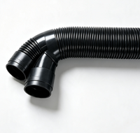 Tuyau d'admission d'air flexible en caoutchouc ondulé noir pour compresseur d'air, coudé, pour la ventilation des machines et l'évacuation de la poussière