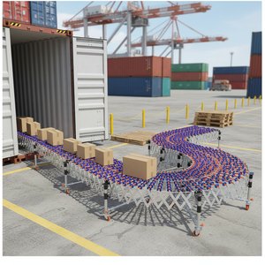 35 kg'lık Kamyon, Depo Konteyneri Yükü Boşaltma İçin CE Esnek Manuel Metal Paten Tekerlekli Teleskopik Konveyör Bant Perakende Fiyatı - Product Image 6