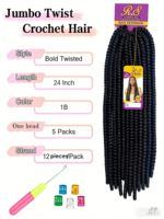 Cheveux synthétiques Havana Twist Crochet Hair 24 pouces en fibre haute température pour tresses sénégalaises, mèches simples pour femmes
