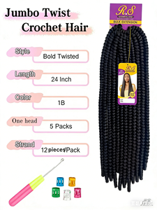 Cheveux synthétiques Havana Twist Crochet Hair 24 pouces en fibre haute température pour tresses sénégalaises, mèches simples pour femmes - Product Image 2