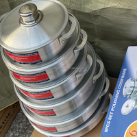 Ensemble de casseroles en aluminium lourd de haute qualité, 6 pièces, avec couvercle et poignée métalliques, pour soupes et ragoûts